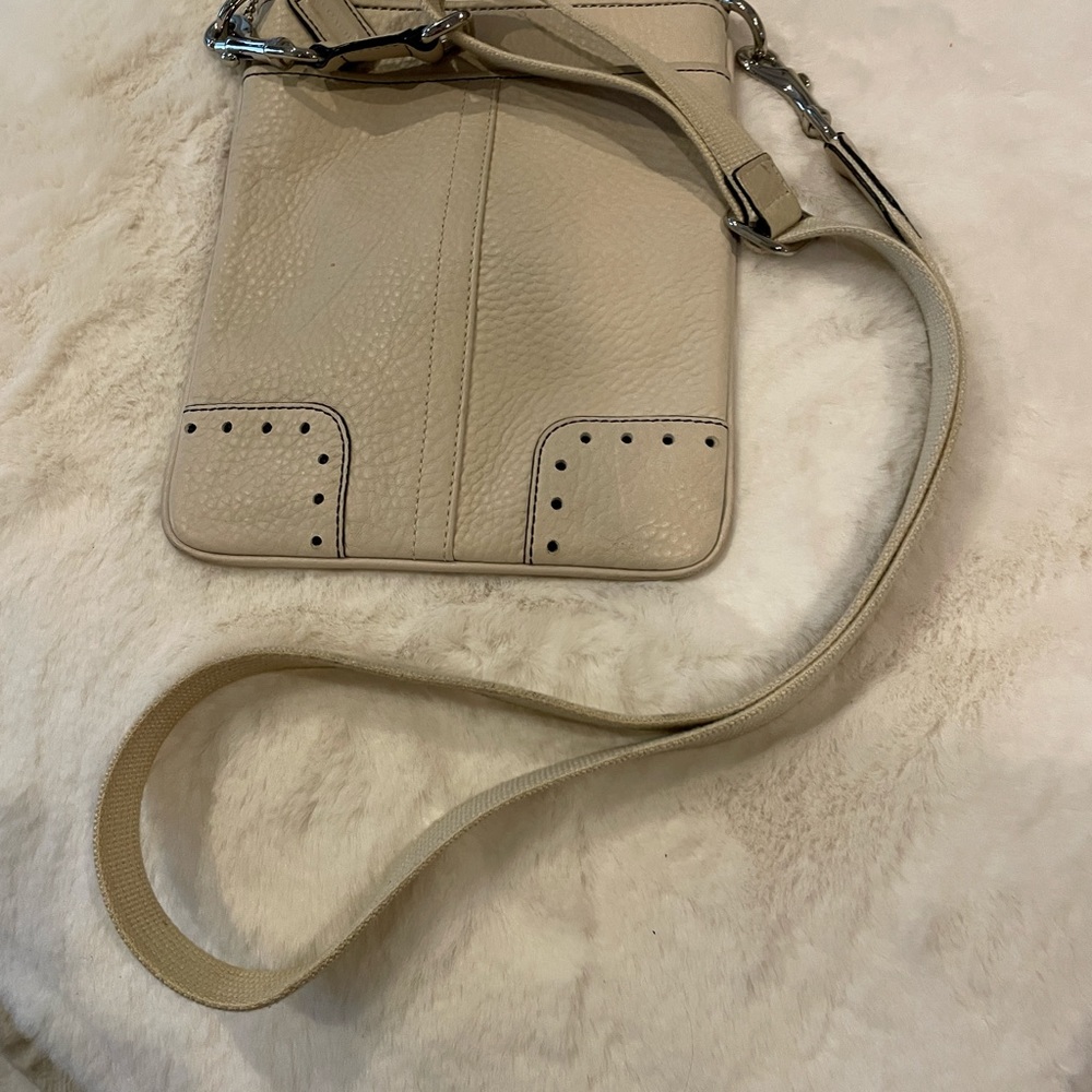 Coach pebbled cream leather crossbody
